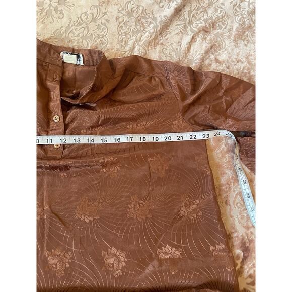 Vintage 70s satin  floral stencil‎ boho shift dresss with tie waist size xlarge - Picture 9 of 9